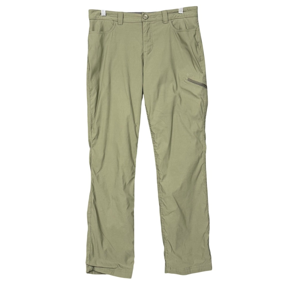 Eddie Bauer Guide Pants Womens 8 Green Fleece Lined Hiking Outdoor Nylon Stretch